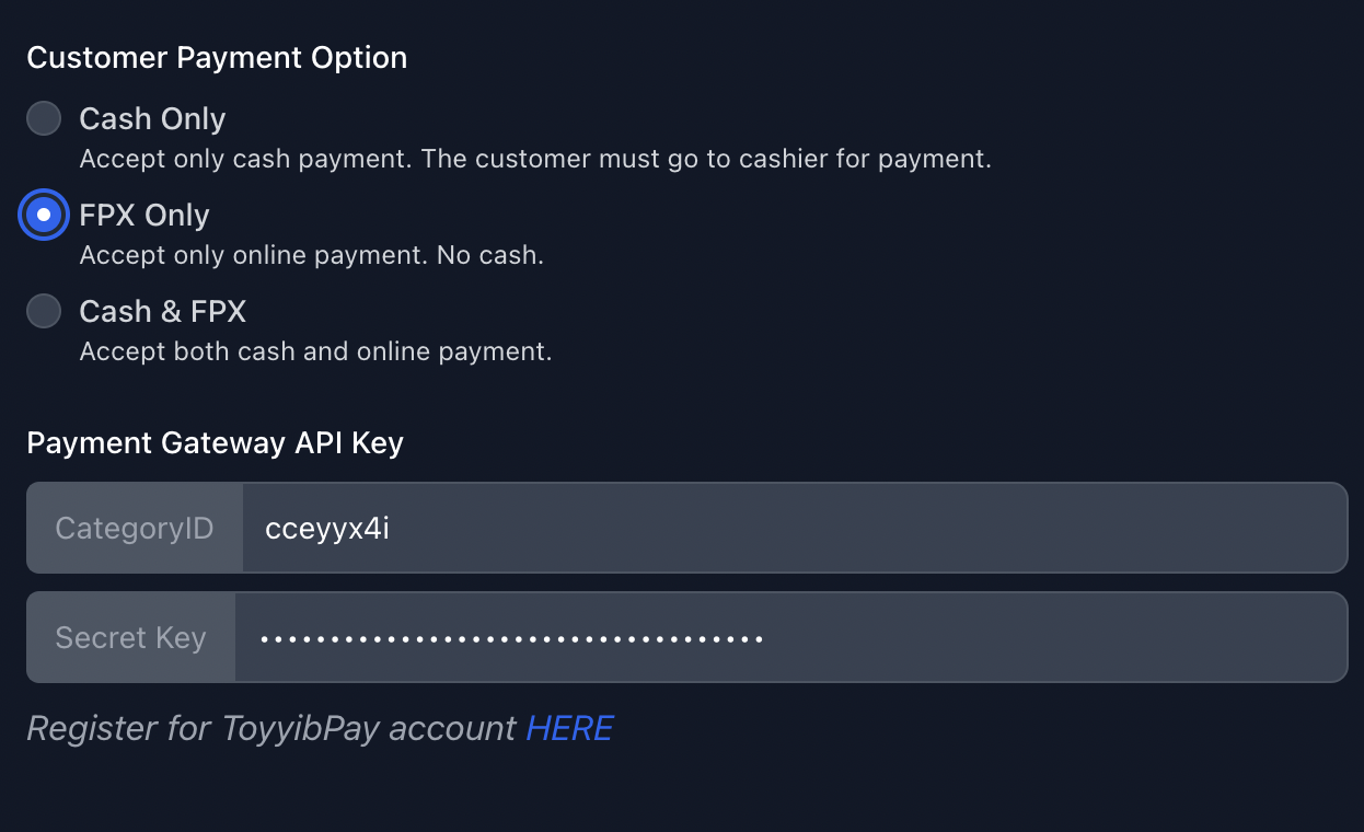 Toyyibpay Setting